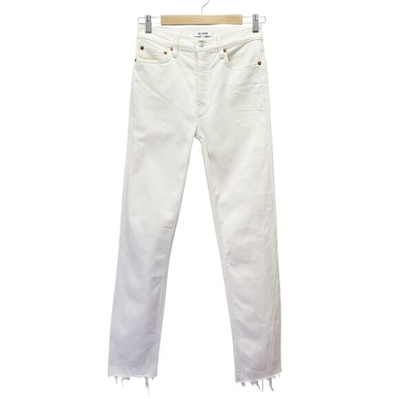 RE/DONE 90s High Rise Ankle Crop Raw Hem Jeans in Vintage White Size 26 | 2 - Picture 2 of 13